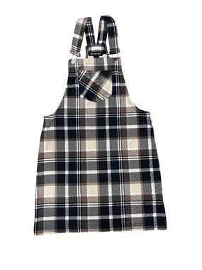 Streetwear Society Plaid Pinafore in Black, Brown & Cream